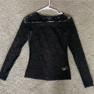 French Connection US2 Black Floral-Laced Top